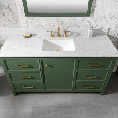 Legion Furniture 60" Vogue Green Finish Single Sink Vanity Cabinet With Carrara White Top WLF2160S-VG