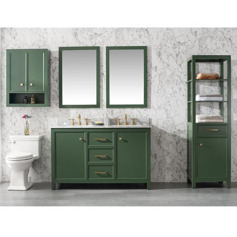 Legion Furniture 54" Vogue Green Finish Double Sink Vanity Cabinet With Carrara White Top WLF2154VG