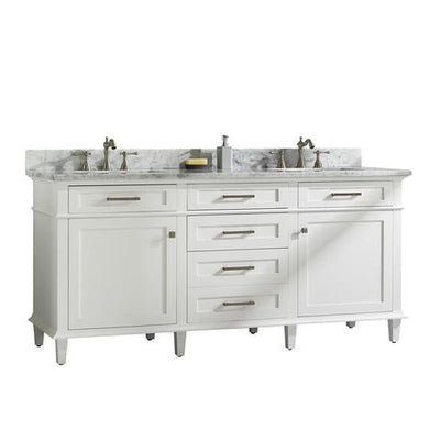 Legion Furniture 72" White Double Single Sink Vanity Cabinet With Carrara White Top WLF2272-W