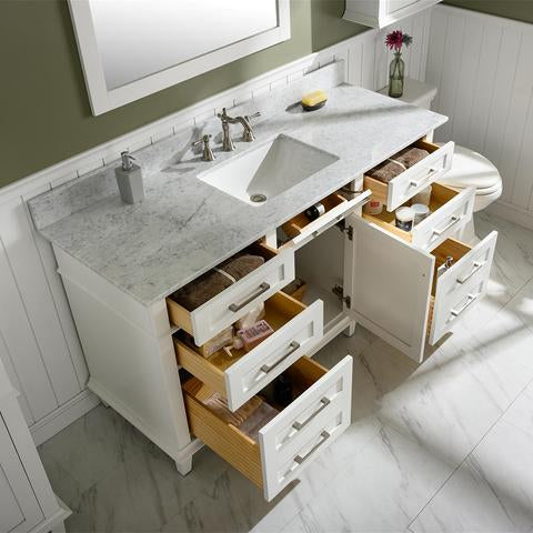 Legion Furniture 60" White Finish Single Sink Vanity Cabinet With Carrara White Top WLF2260SW