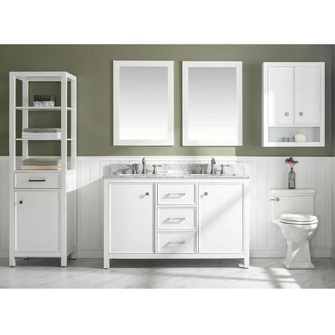 Legion Furniture 54" White Finish Double Sink Vanity Cabinet With Carrara White Top WLF2154-W