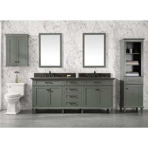 Legion Furniture 80" Pewter Green Double Single Sink Vanity Cabinet With Blue Lime Stone Quartz Top WLF2280-PG