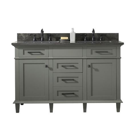 Legion Furniture 54" Pewter Green Finish Double Sink Vanity Cabinet With Blue Lime Stone Top WLF2254-PG