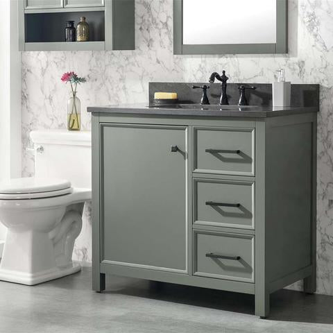 Legion Furniture 36" Pewter Green Finish Sink Vanity Cabinet With Blue Lime Stone Top WLF2136PG
