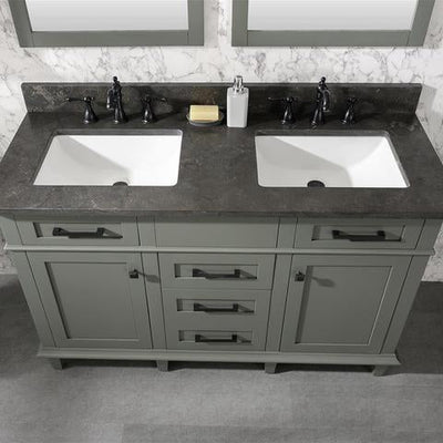 Legion Furniture 54" Pewter Green Finish Double Sink Vanity Cabinet With Blue Lime Stone Top WLF2254-PG