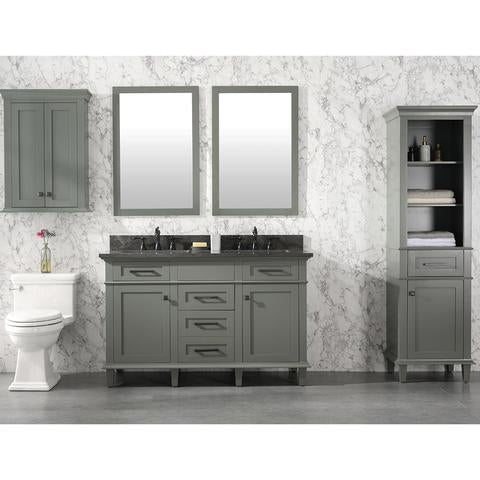Legion Furniture 54" Pewter Green Finish Double Sink Vanity Cabinet With Blue Lime Stone Top WLF2254-PG