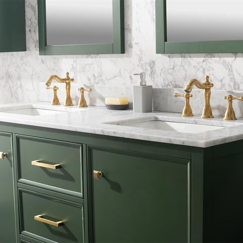 Legion Furniture 60" Vogue Green Finish Double Sink Vanity Cabinet With Carrara White Top WLF2160DVG
