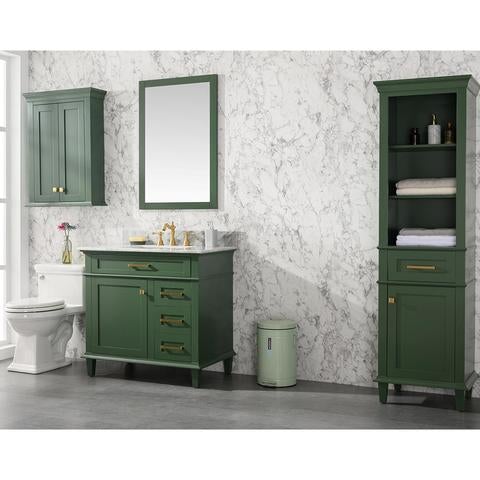 Legion Furniture 36" Vogue Green Finish Sink Vanity Cabinet With Carrara White Top WLF2236-VG