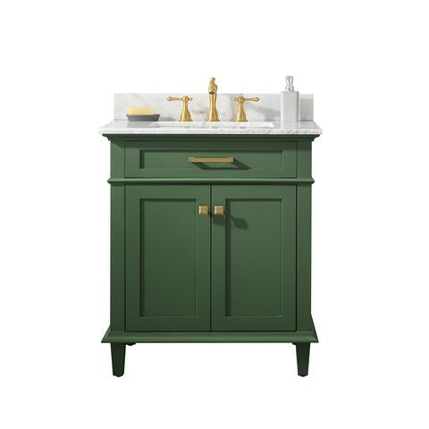 Legion Furniture 30" Vogue Green Finish Sink Vanity Cabinet With Carrara White Top WLF2230VG