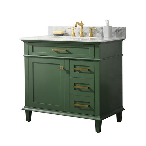 Legion Furniture 36" Vogue Green Finish Sink Vanity Cabinet With Carrara White Top WLF2236-VG