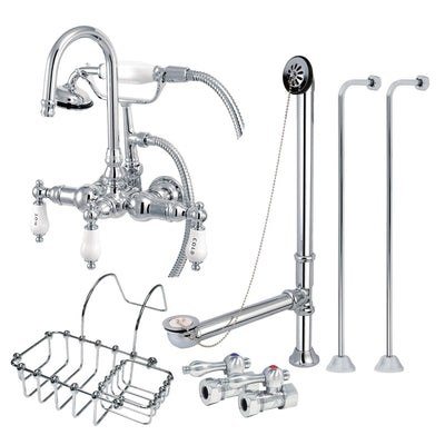 Kingston Brass CCK10T1SS-SB Vintage Wall Mount Clawfoot Tub Faucet Package with Supply Line,