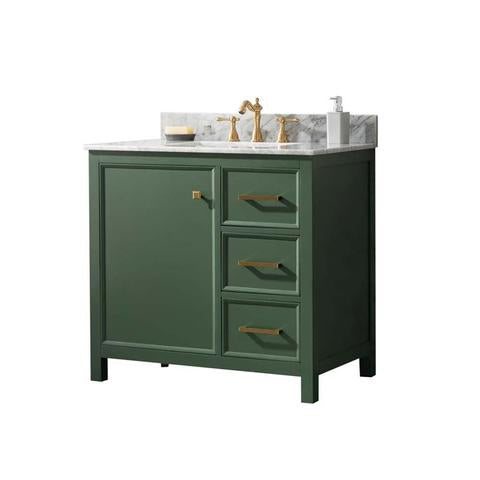 Legion Furniture 36" Vogue Green Finish Sink Vanity Cabinet With Carrara White Top WLF2136-VG