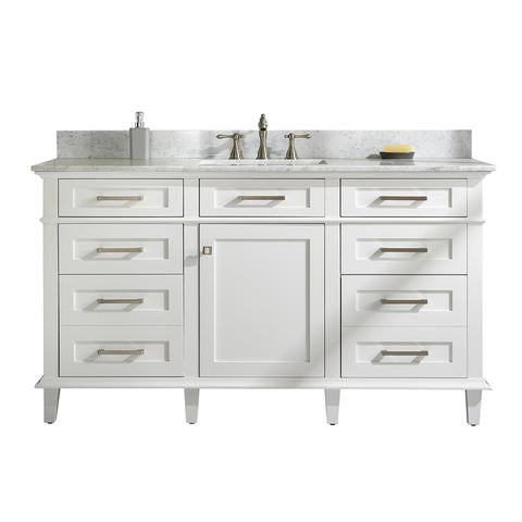 Legion Furniture 60" White Finish Single Sink Vanity Cabinet With Carrara White Top WLF2260SW