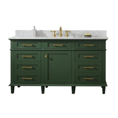 Legion Furniture 60" Vogue Green Finish Single Sink Vanity Cabinet With Carrara White Top WLF2260SVG