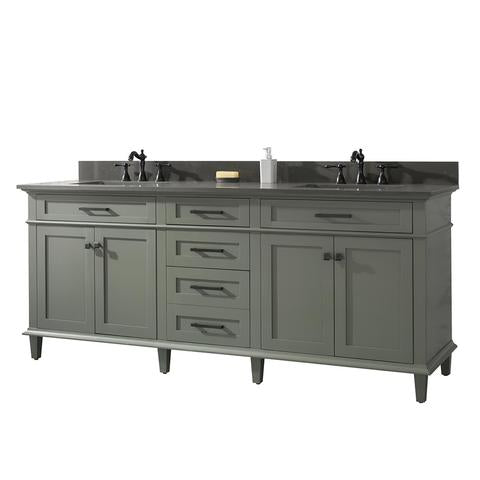 Legion Furniture 80" Pewter Green Double Single Sink Vanity Cabinet With Blue Lime Stone Quartz Top WLF2280-PG
