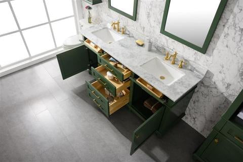 Legion Furniture 72" Vogue Green Double Single Sink Vanity Cabinet With Carrara White Top WLF2272-VG