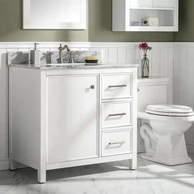 Legion Furniture 36" White Finish Sink Vanity Cabinet With Carrara White Top WLF2136W