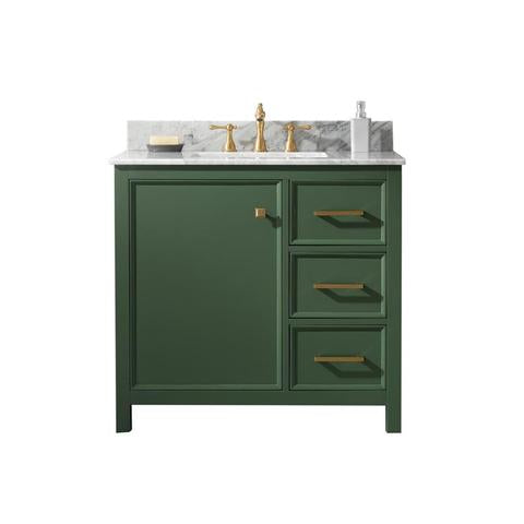 Legion Furniture 36" Vogue Green Finish Sink Vanity Cabinet With Carrara White Top WLF2136-VG