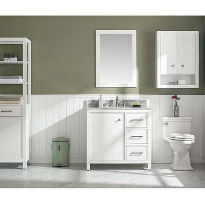 Legion Furniture 36" White Finish Sink Vanity Cabinet With Carrara White Top WLF2136W