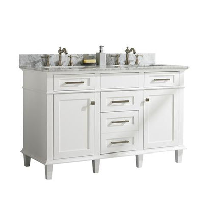 Legion Furniture 54" White Finish Double Sink Vanity Cabinet With Carrara White Top WLF2254-W