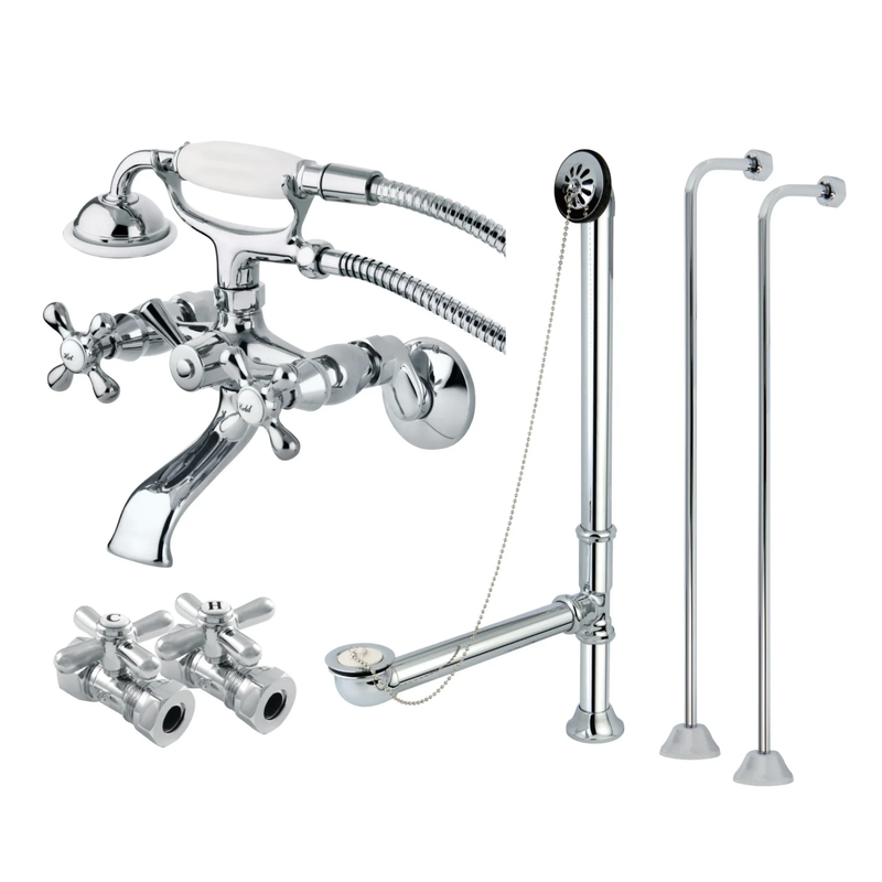 Kingston Brass CCK265SB Vintage Wall Mount Clawfoot Faucet Package,