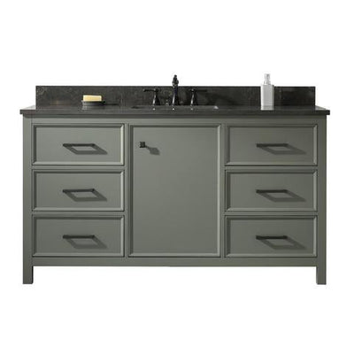 Legion Furniture 60" Pewter Green Finish Single Sink Vanity Cabinet With Blue Lime Stone Top WLF2160S-PG