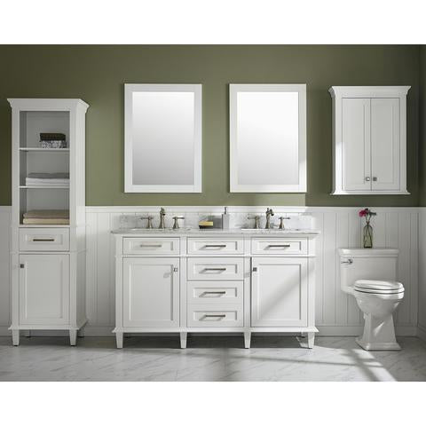 Legion Furniture 60" White Finish Double Sink Vanity Cabinet With Carrara White Top WLF2260D-W