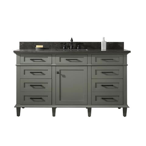 Legion Furniture 60" Pewter Green Finish Single Sink Vanity Cabinet With Blue Lime Stone Top WLF2260SPG