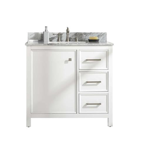 Legion Furniture 36" White Finish Sink Vanity Cabinet With Carrara White Top WLF2136W