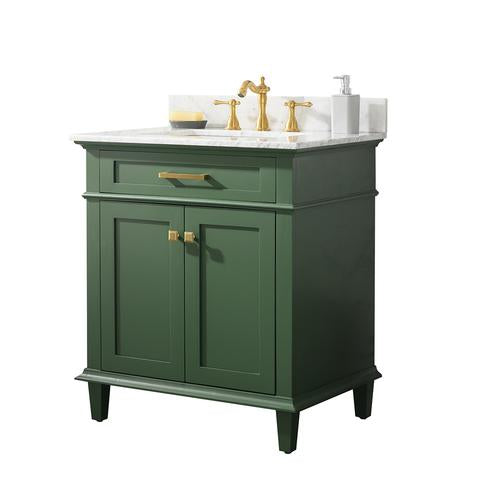 Legion Furniture 30" Vogue Green Finish Sink Vanity Cabinet With Carrara White Top WLF2230VG