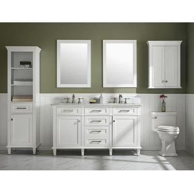 Legion Furniture 60" White Finish Double Sink Vanity Cabinet With Carrara White Top WLF2160D-W