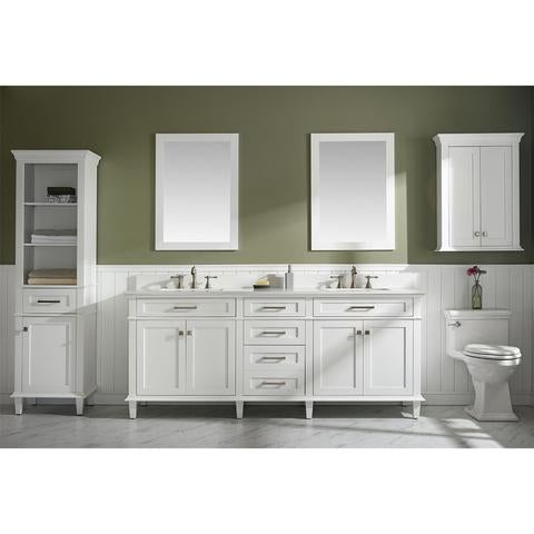 Legion Furniture 80" White Double Single Sink Vanity Cabinet With Carrara White Quartz Top WLF2280-W