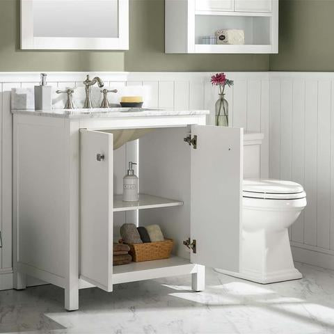 Legion Furniture 30" White Finish Sink Vanity Cabinet With Carrara White Top WLF2130-W