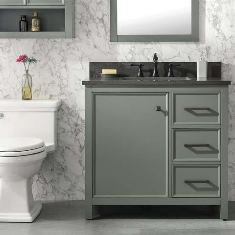 Legion Furniture 36" Pewter Green Finish Sink Vanity Cabinet With Blue Lime Stone Top WLF2136PG