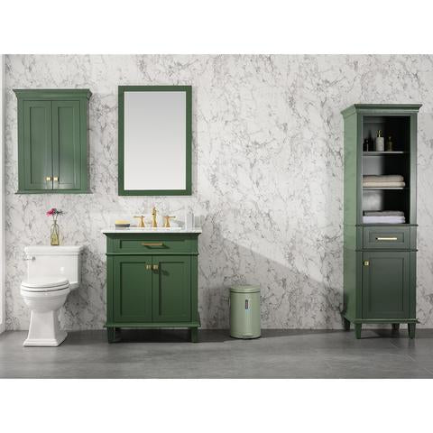 Legion Furniture 30" Vogue Green Finish Sink Vanity Cabinet With Carrara White Top WLF2230VG