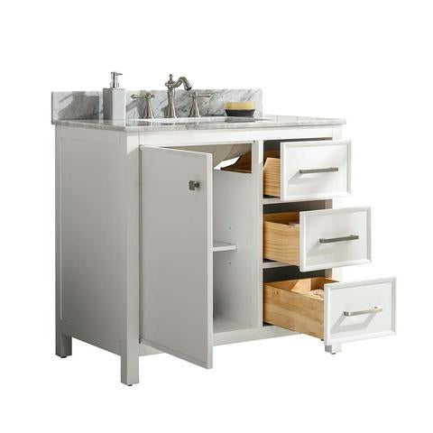 Legion Furniture 36" White Finish Sink Vanity Cabinet With Carrara White Top WLF2136W