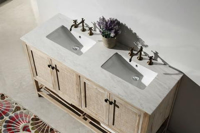 Legion Furniture 60" Solid Wood Sink Vanity With Marble Top-No Faucet WH5160