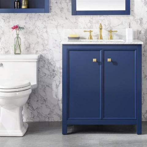 Legion Furniture 30" Blue Finish Sink Vanity Cabinet With Carrara White Top WLF2130-B