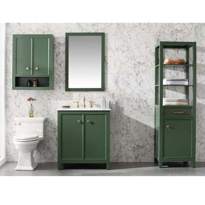 Legion Furniture 30" Vogue Green Finish Sink Vanity Cabinet With Carrara White Top WLF2130VG