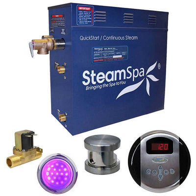 SteamSpa Indulgence 9 KW QuickStart Acu-Steam Bath Generator Package with Built-in Auto Drain in Brushed Nickel