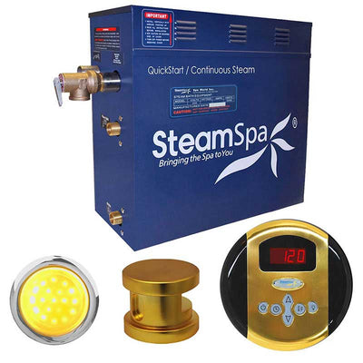 SteamSpa Indulgence 6 KW QuickStart Acu-Steam Bath Generator Package in Polished Gold