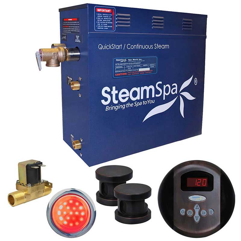 SteamSpa Indulgence 10.5 KW QuickStart Acu-Steam Bath Generator Package with Built-in Auto Drain in Oil Rubbed Bronze