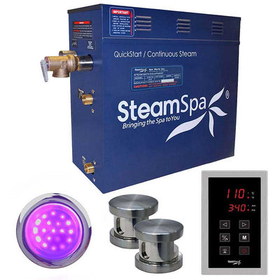 SteamSpa Indulgence 12 KW QuickStart Acu-Steam Bath Generator Package in Brushed Nickel