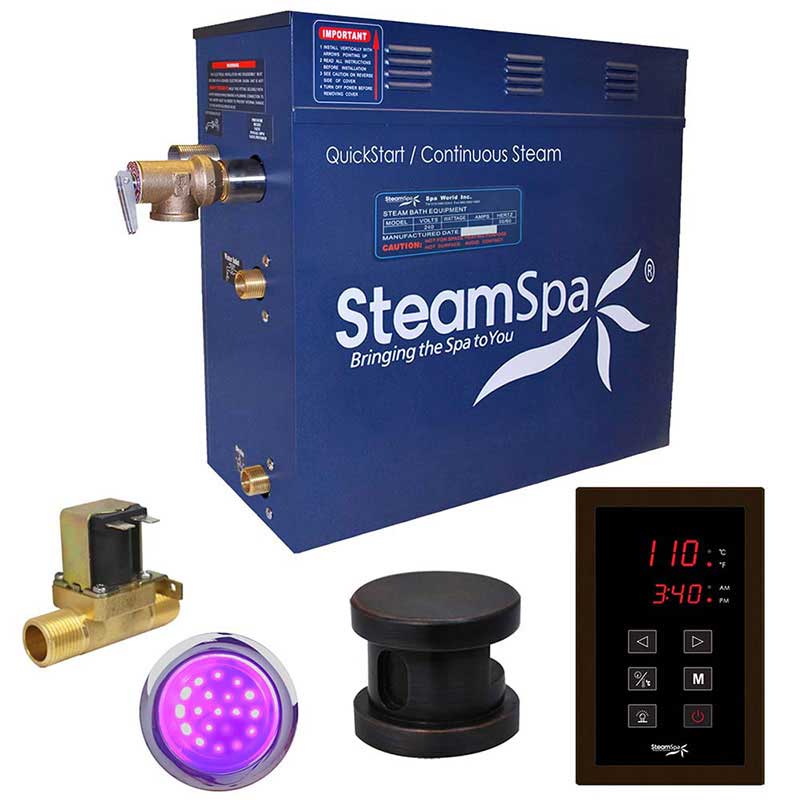 SteamSpa Indulgence 9 KW QuickStart Acu-Steam Bath Generator Package with Built-in Auto Drain in Oil Rubbed Bronze