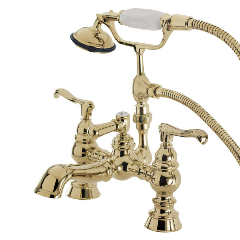 Kingston Brass CC1152T8 Vintage 7-Inch Deck Mount Tub Faucet with Hand Shower,