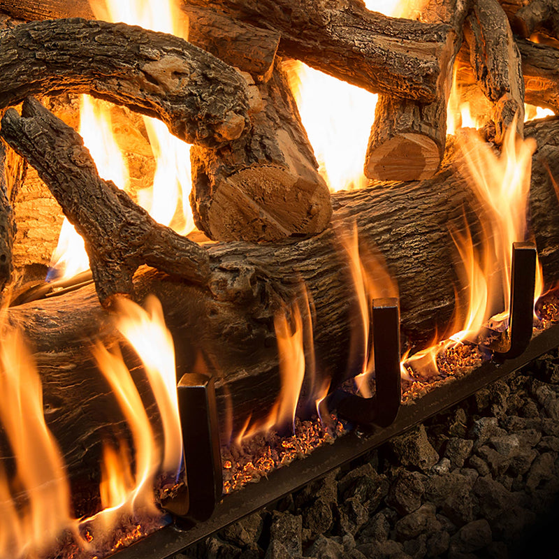 Jumbo Weathered Oak Vented Gas Logs with Jumbo See-Thru Burner