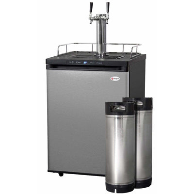Kegco Home Brew with 5-Gallon Kegs-Black Cabinet with Stainless Steel Door Home Brew Kegerator HBK309S-2K