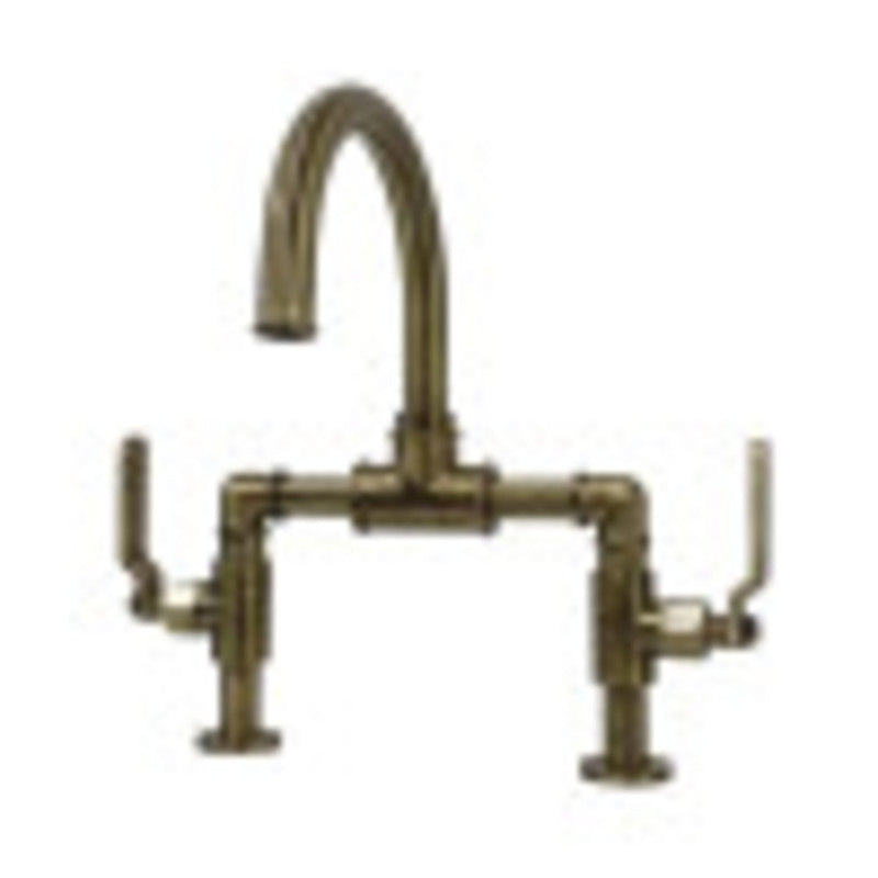 Kingston Brass KS2171KL Whitaker Industrial Style Bridge Bathroom Faucet with Pop-Up Drain, Polished Chrome