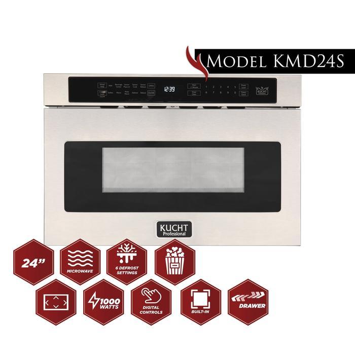 Kucht Professional 48 in. 6.7 cu ft. Natural Gas Range, Range Hood, Microwave Drawer, Dishwasher Package, AP-KNG481-S-4