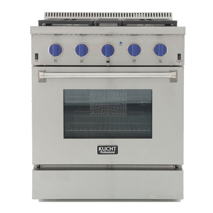 Kucht Professional 30 in. Natural Gas Burner/Electric Oven Range in Stainless Steel with Color Knobs, KRD306F / KRD306/LP